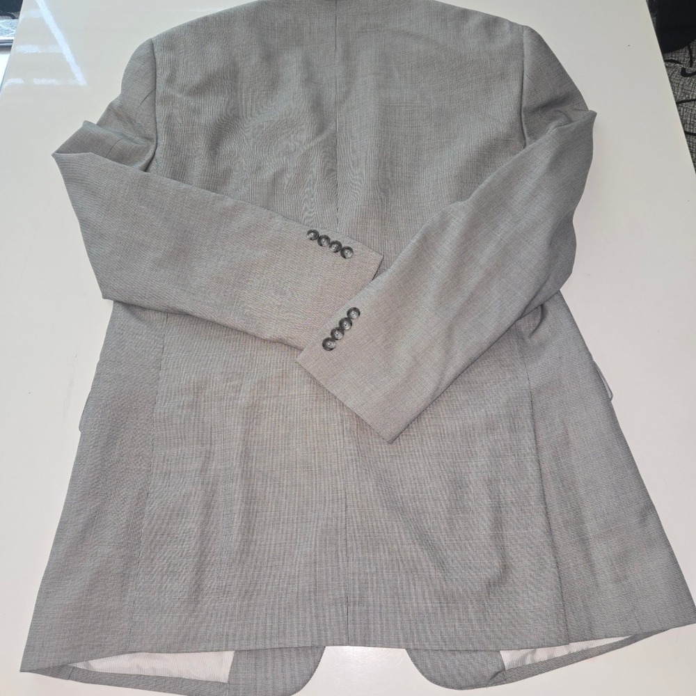Jos. A. Bank Tailored Fit Grey Houndstooth Cotton Wool Blazer Sport Coat 42L - Picture 9 of 12